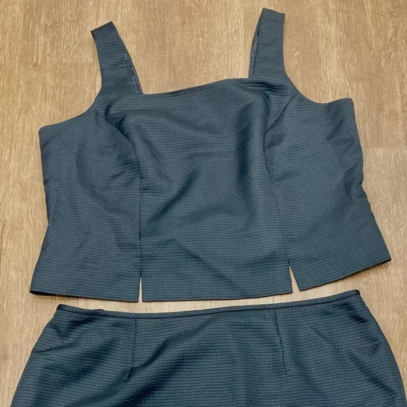 22W Elegant Black Waffle Texture Two-Piece Skirt Set Liz Claiborne Lined Fitted - Picture 2 of 14